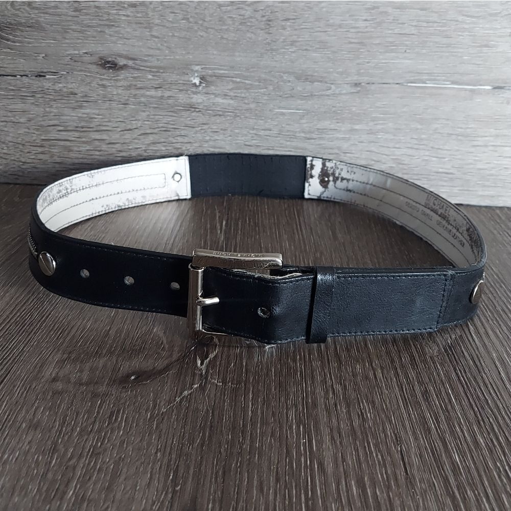 Michael Michael Kors Black Small Leather Belt Zipper Detail
